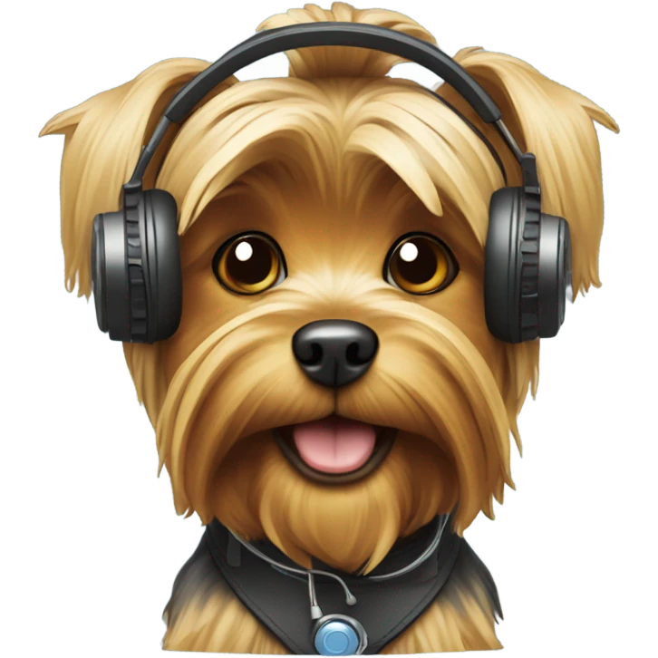toy yorkie dog with gaming headset  emoji