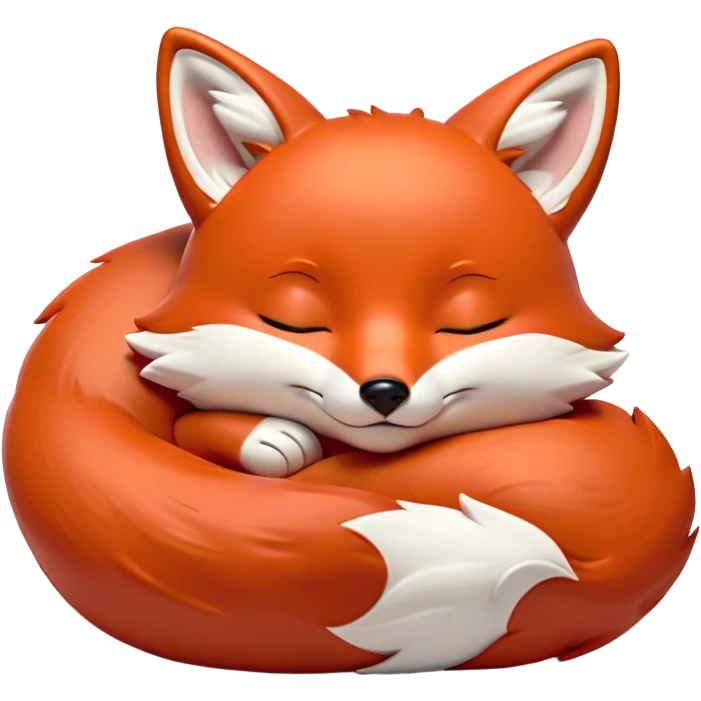 Meme-Worthy Cute Sleeping Fox Portrait Emoji, Head resting peacefully with a contented smile, showcasing a lithe build and a luxuriously soft red Fur with gentle white accents, eyes shut in a serene, restful nap, Simplified yet hilariously adorable features, highly detailed, glowing with a soft, drowsy light, high shine, relaxed and utterly lovable, stylized with an air of playful laziness, bright and heartwarming, soft glowing outline, capturing the essence of a comically sleepy fox, so meme-worthy it feels like it could instantly become the next viral sensation of adorable woodland slumber! emoji