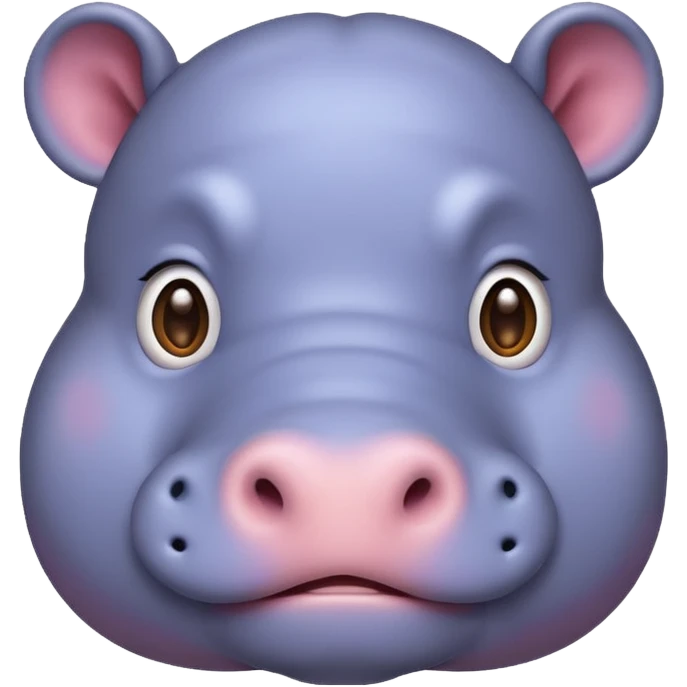 cute and simple hippo emoji, round friendly expression, bright pastel colors emoji