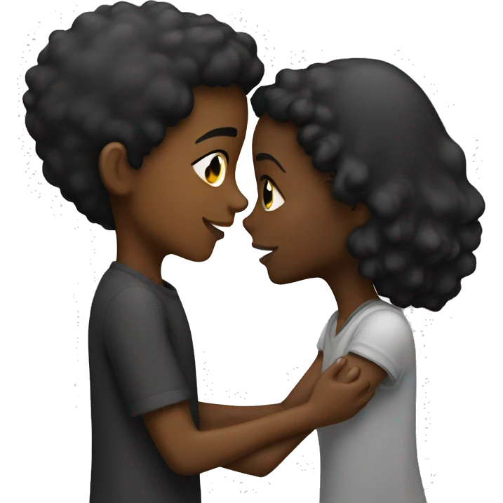 Black boy kissing black girl and hold her hand emoji