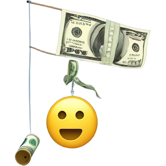 Fishing pole catching cash emoji
