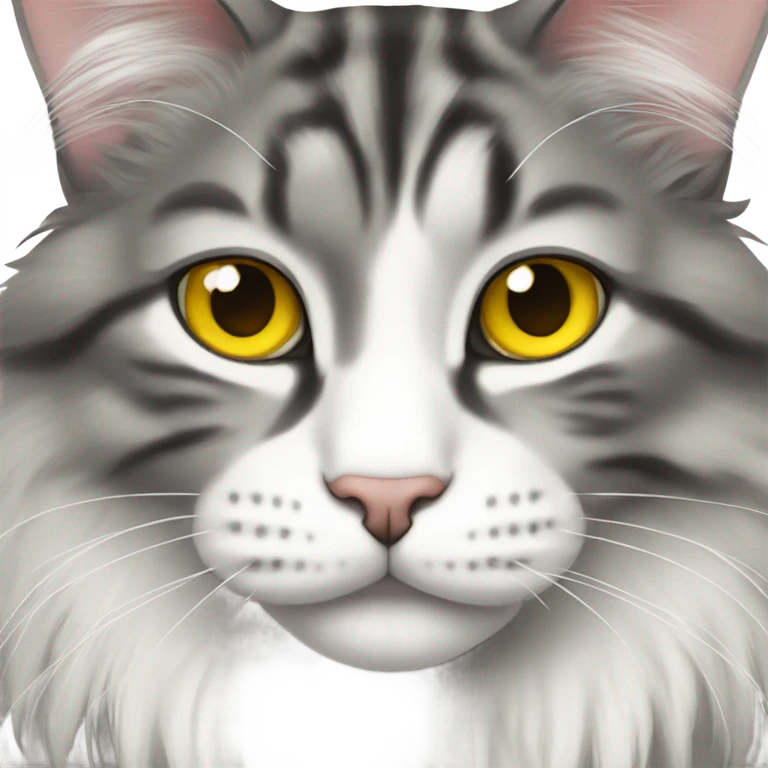 Main coon cat white gray with yellow eyes emoji