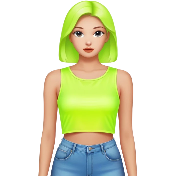 a fluorescent sleeveless loose neck  crop top blouse. emoji