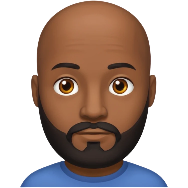 Dark Medium skin bald man with medium black beard emoji