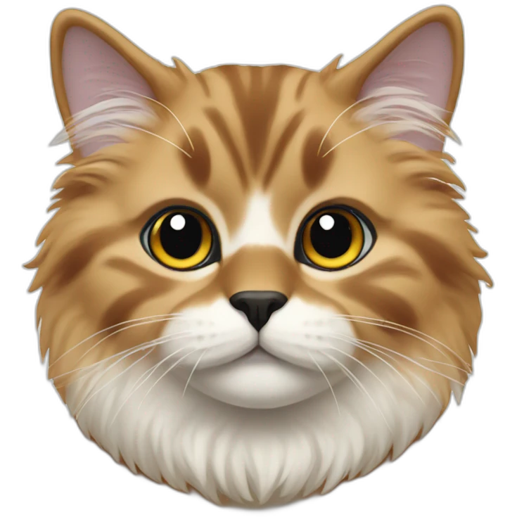 Three color fluffy cat black nose emoji