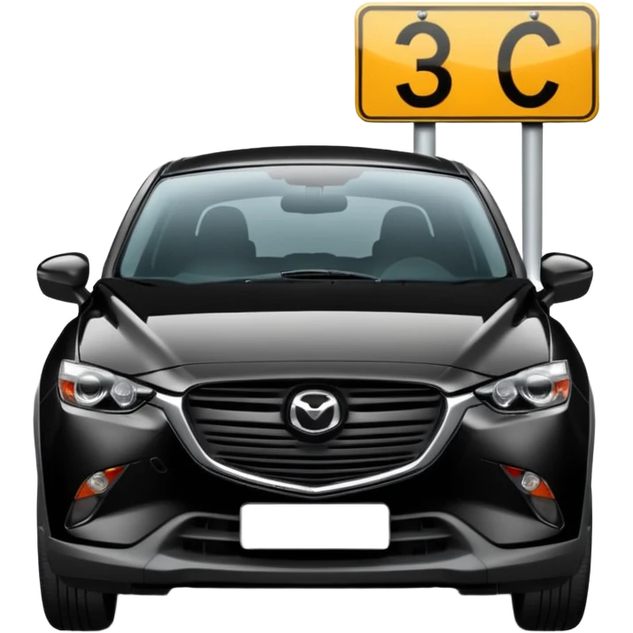 A black Mazda CX-3 with a learner plate  emoji