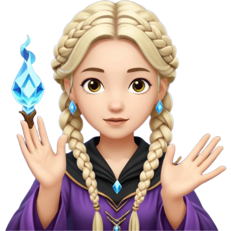 Young sorceress – Braids, sparkling hands





 emoji