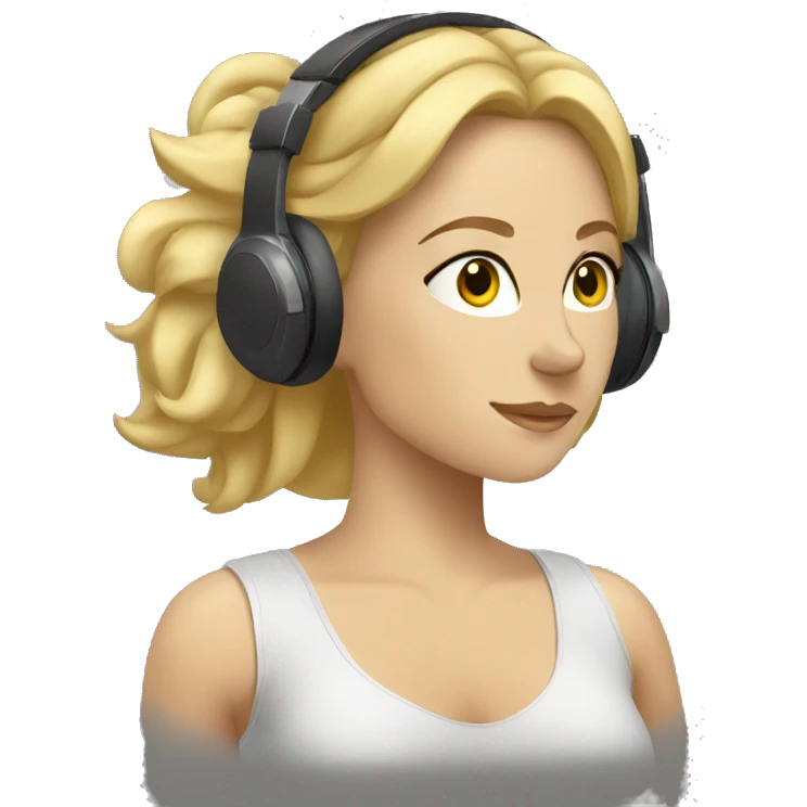 buff blonde white woman listening to music with headphones emoji