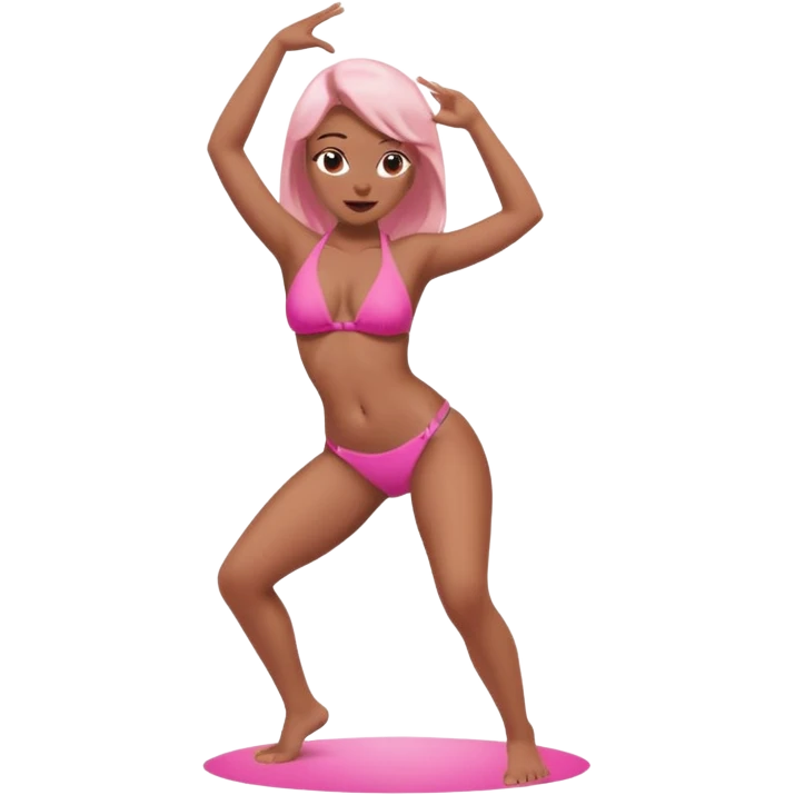 Girl bikini twerking, pink background emoji