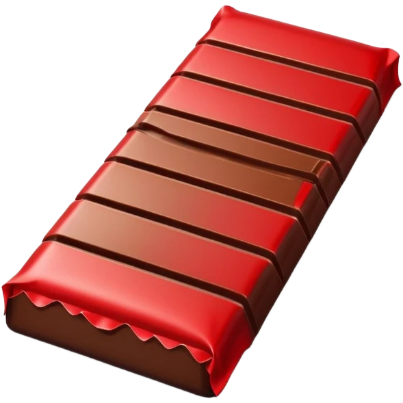 vertical chocolate bar half wrapped with red cover emoji