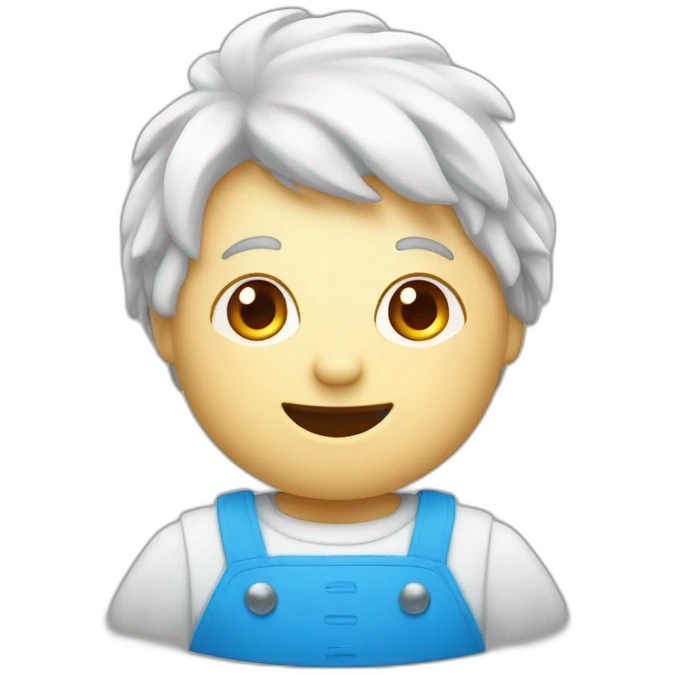 Un bonhomme avec des cheveux multicolore et une robe bleu  emoji