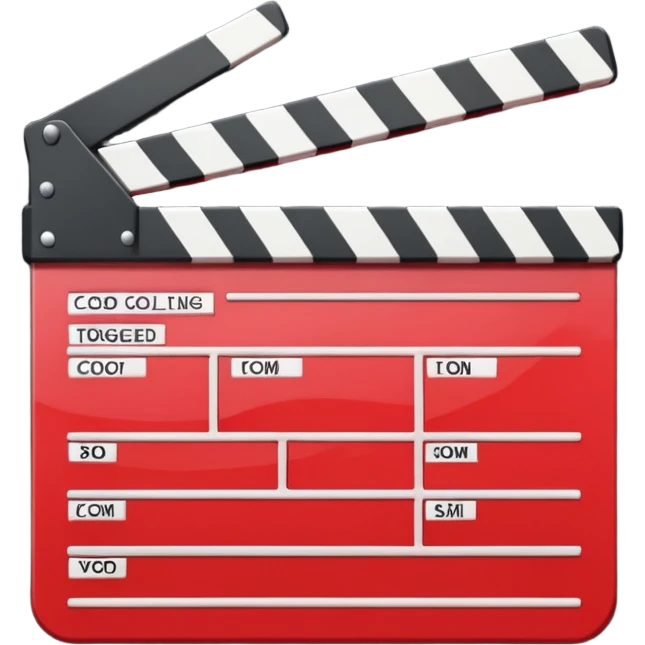 red clapperboard used in filmmaking, cute and stylish design emoji