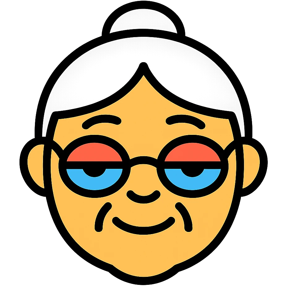 granny eye with glasses moved forward emoji