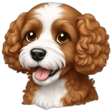 Brown Cavapoo with white mouse emoji
