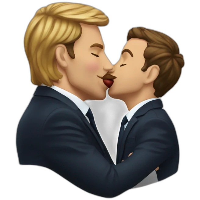 Macron kiss poutine emoji