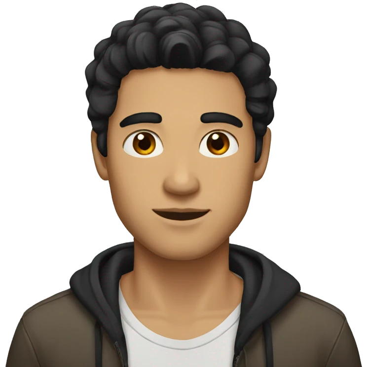 Man black hair and brown eyes  emoji