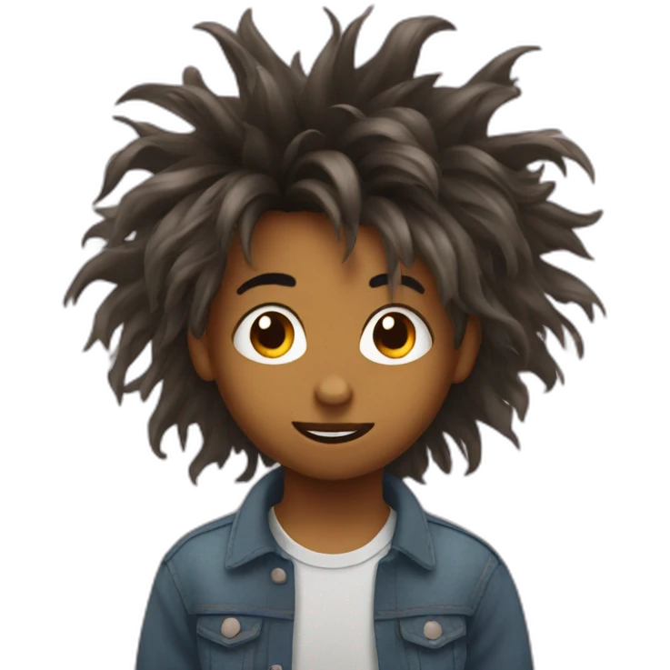 Kid crazy messy hair emoji