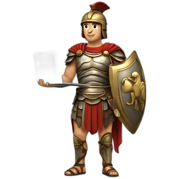 Roman warrior with laptop emoji