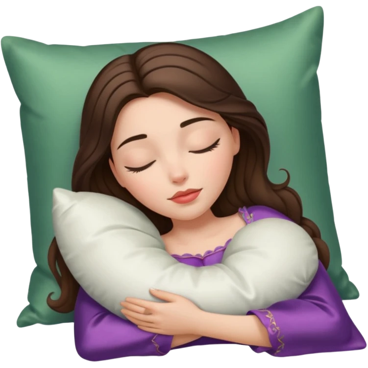 sleeping beauty brunette white girl with a silk pillow emoji