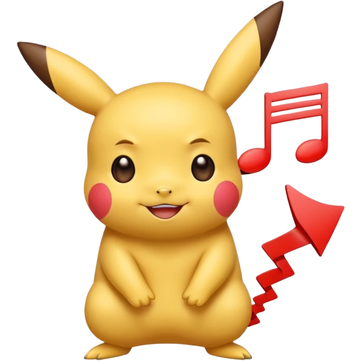 Pikachu in the Rednote app emoji style, featuring red speech bubble body, yellow ears, rosy cheeks, musical note tail, cute expressive face emoji