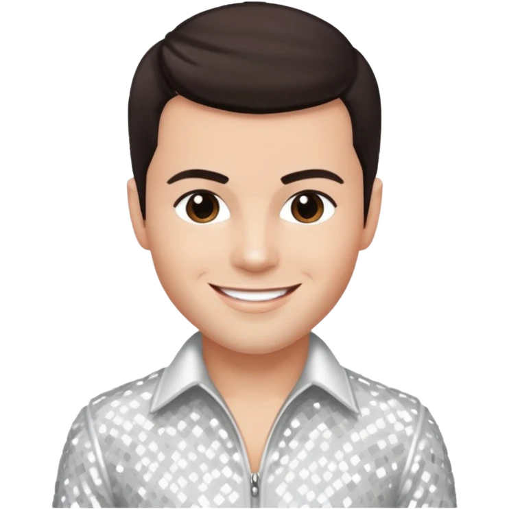 Jordan Knight from NKOTB with dark brown hair, white sequin outfit emoji