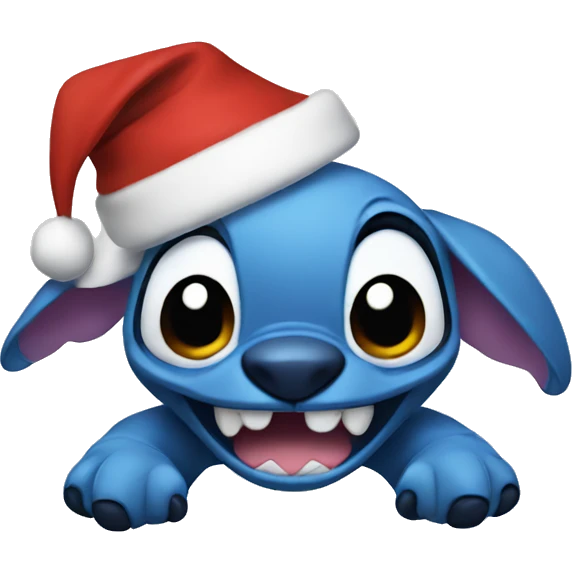 Stitch wearing a Christmas hat emoji