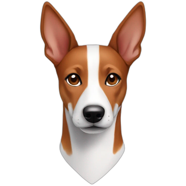 create a face front head shot of a tri colored Basenji Female emoji