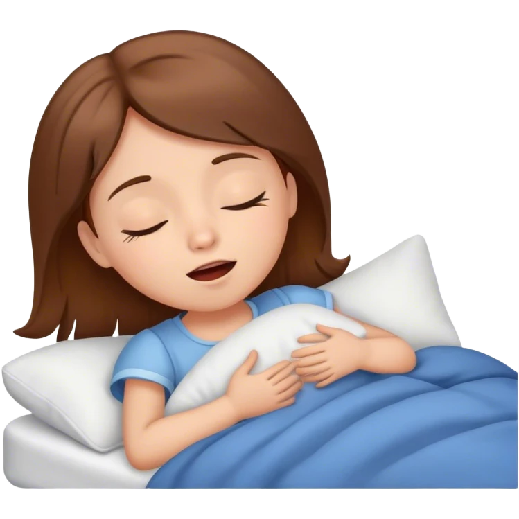 Little girl with brown hair singing while sleeping in bed emoji
