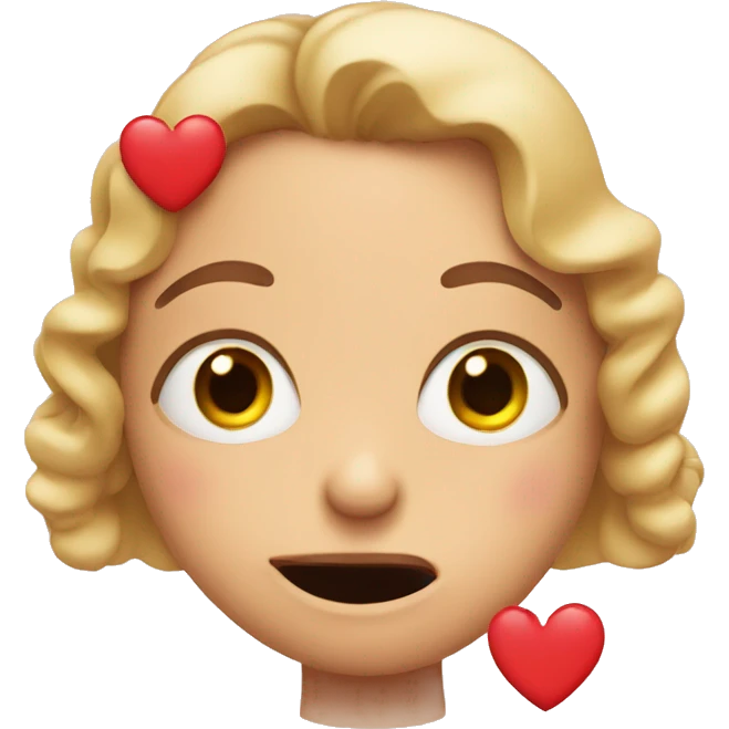 Blushing face with hand over mouth with big eyes and hearts  emoji