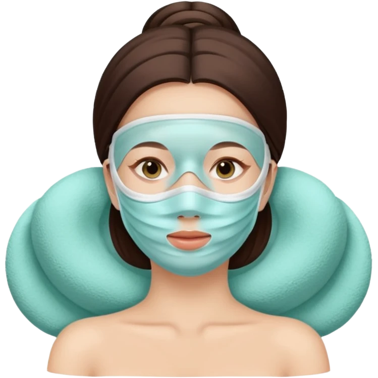 Lady with face mask spa beauty full face relaxing emoji