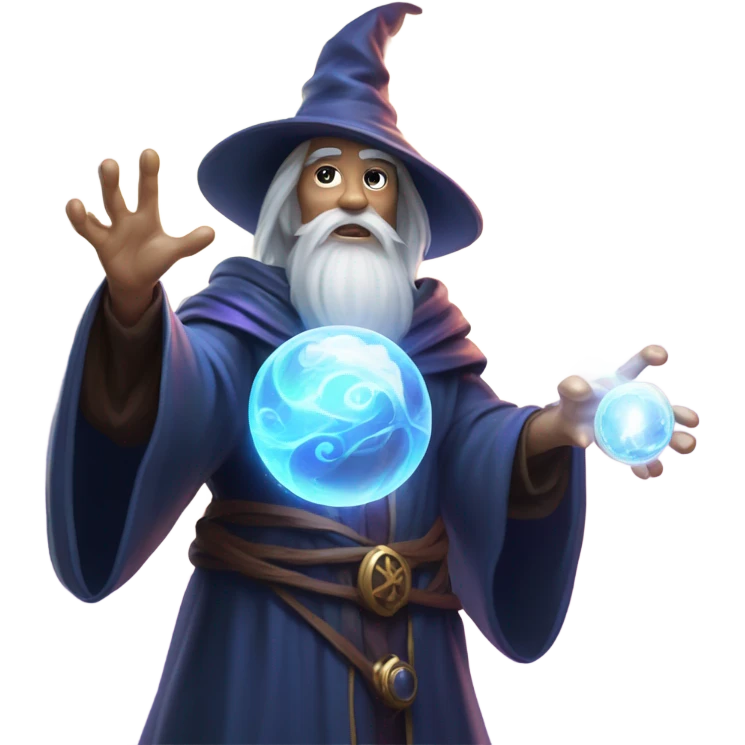 wizard with glass ball casting spells emoji