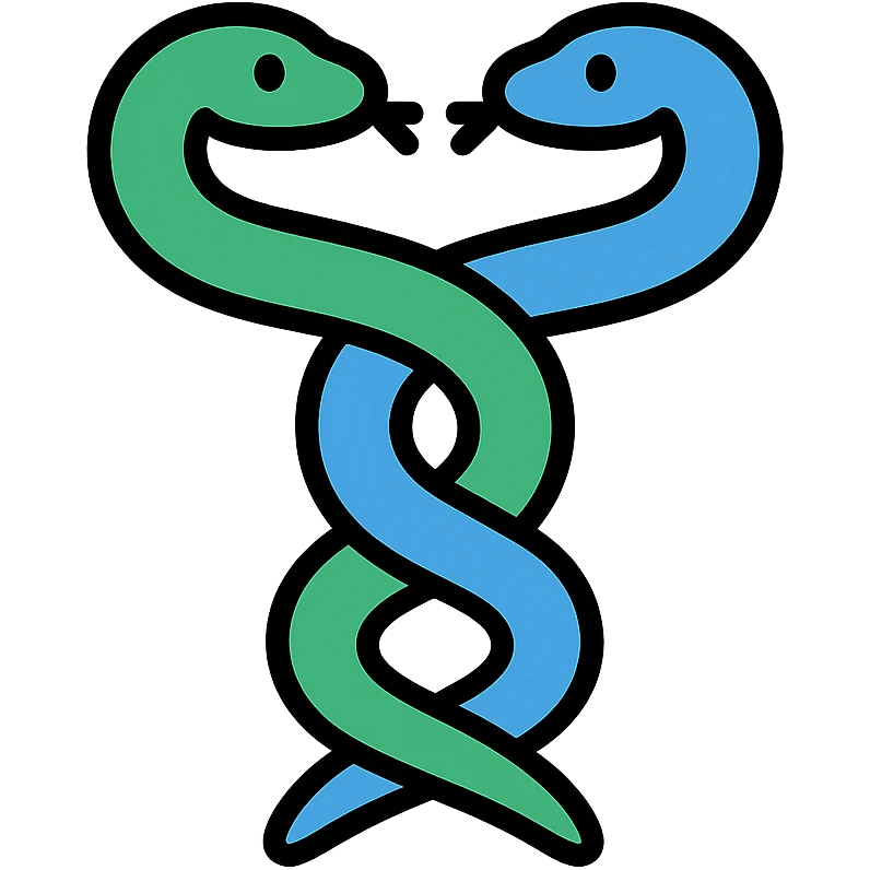 two intertwined serpents colored icon emoji