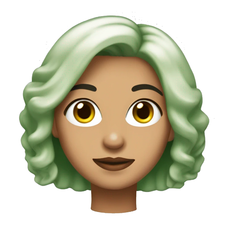 mujer pelo corto color castaño con ojos verdes piel blanca  emoji