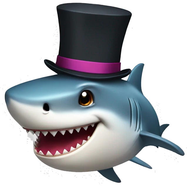 Shark with a top hat emoji