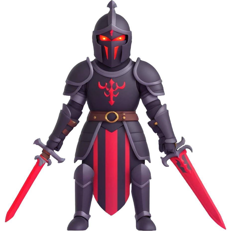 knight in black armour with glowing red eyes, dramatic and bold emoji