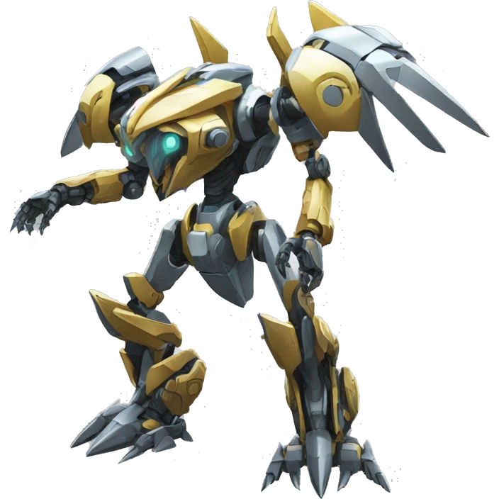 a futuristic mechanical spiky Medabot-raptor-dragon-mecha full body emoji