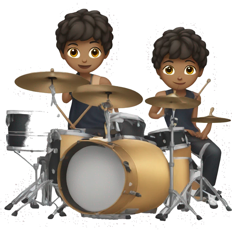 teenager with matte skin and short hair playing drums emoji