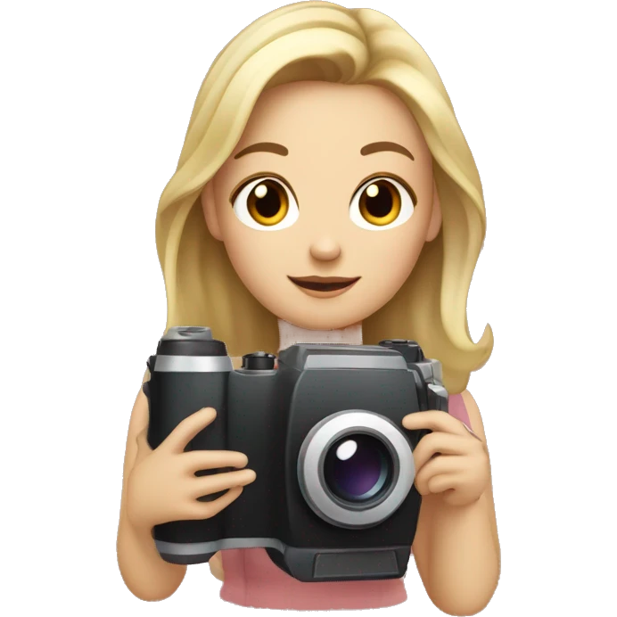 cute white girl with camera in her hands emoji