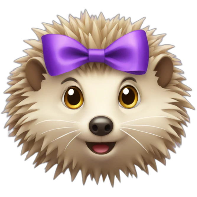 Surprised hedgehog with a purple bow emoji