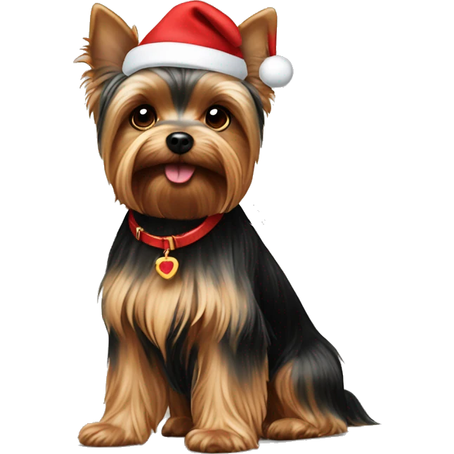 Dog yorkie in christmas emoji
