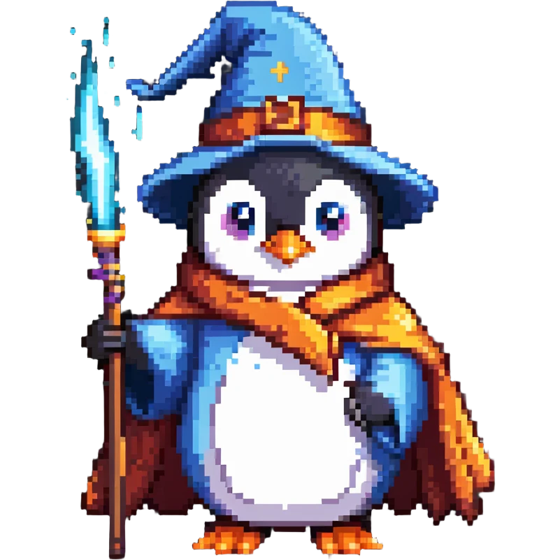 penguin wizard casting spell emoji