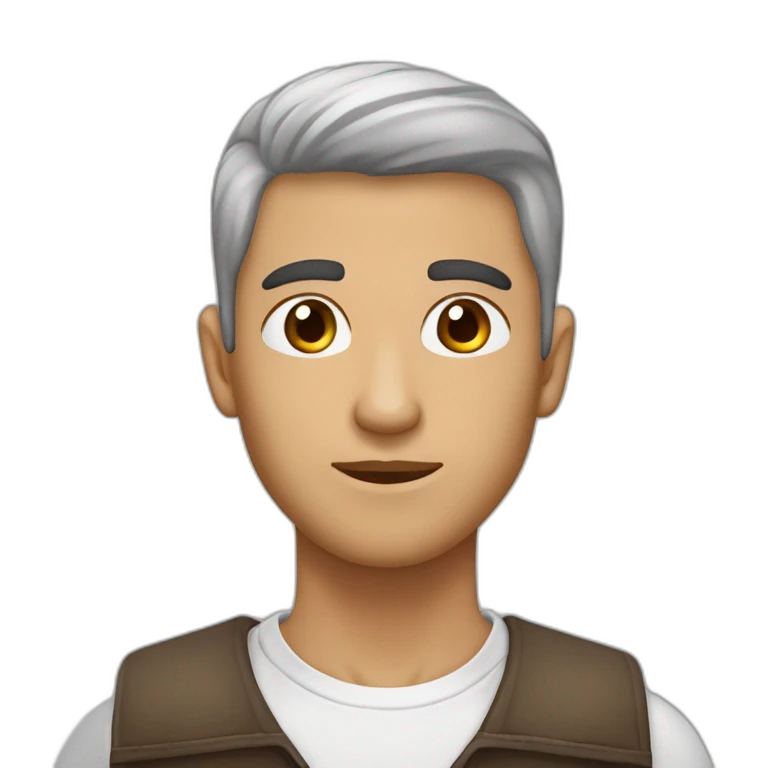 hombre joven de piel blanca, ojos marrones y tupé castaño emoji