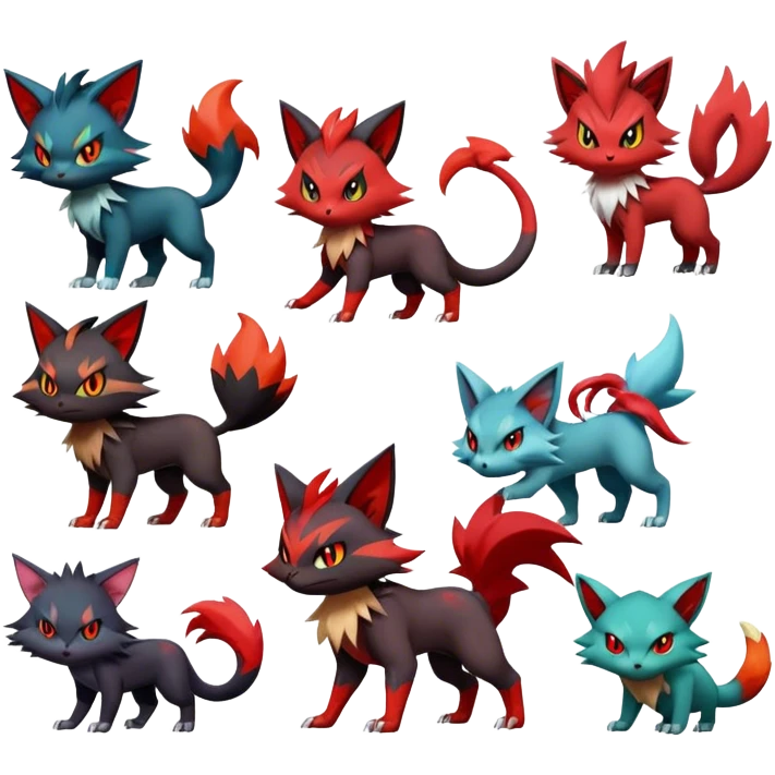Noivern-Litten-Torracat-Zoroark-Zorua full body emoji
