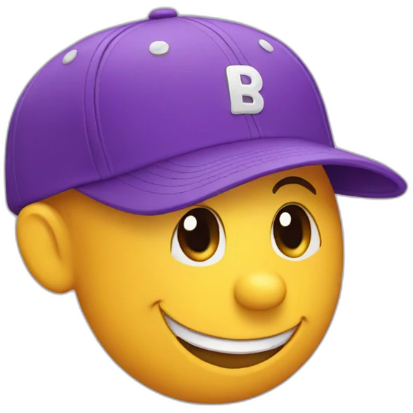 purple baseball cap that is happy emoji