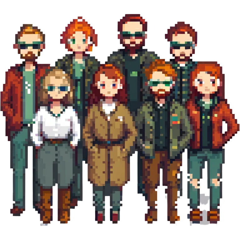 A group of 8 designers and one manager emoji