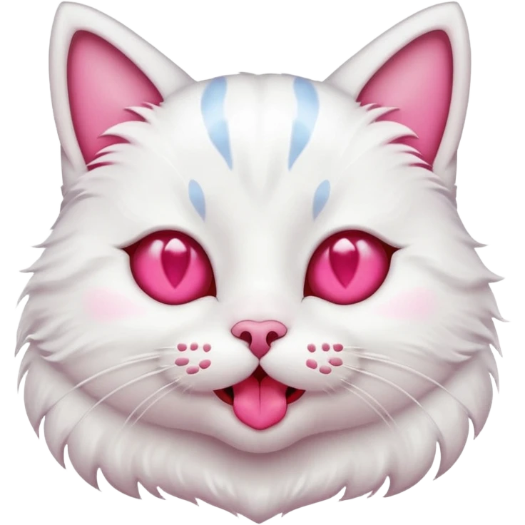 Cat emoji with heart eyes mixed with drooling emoji, cat style jaw, retain drool emoji