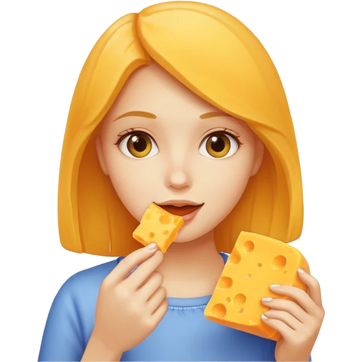 A girl eating cheese emoji