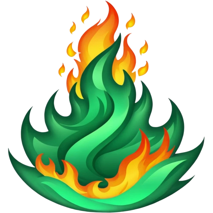 green-amerald big fire rising  emoji