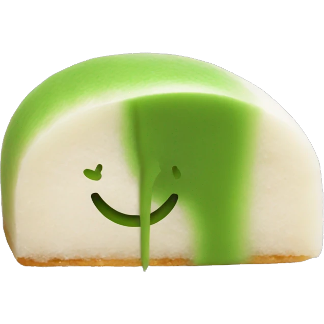 half cut mochi with matcha filling emoji
