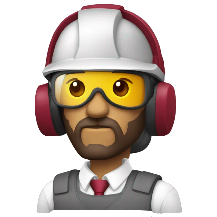 Lobo con casco industrial  y camisa vinotinto emoji